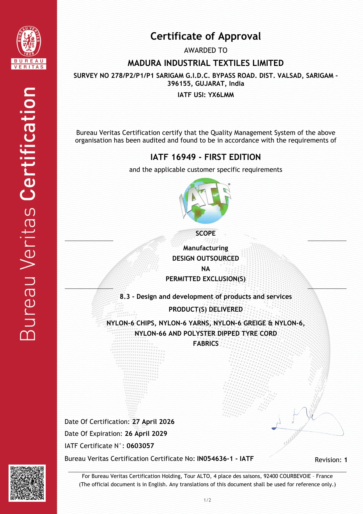 MITLS IATF Certificate Due Date 26-04-2029